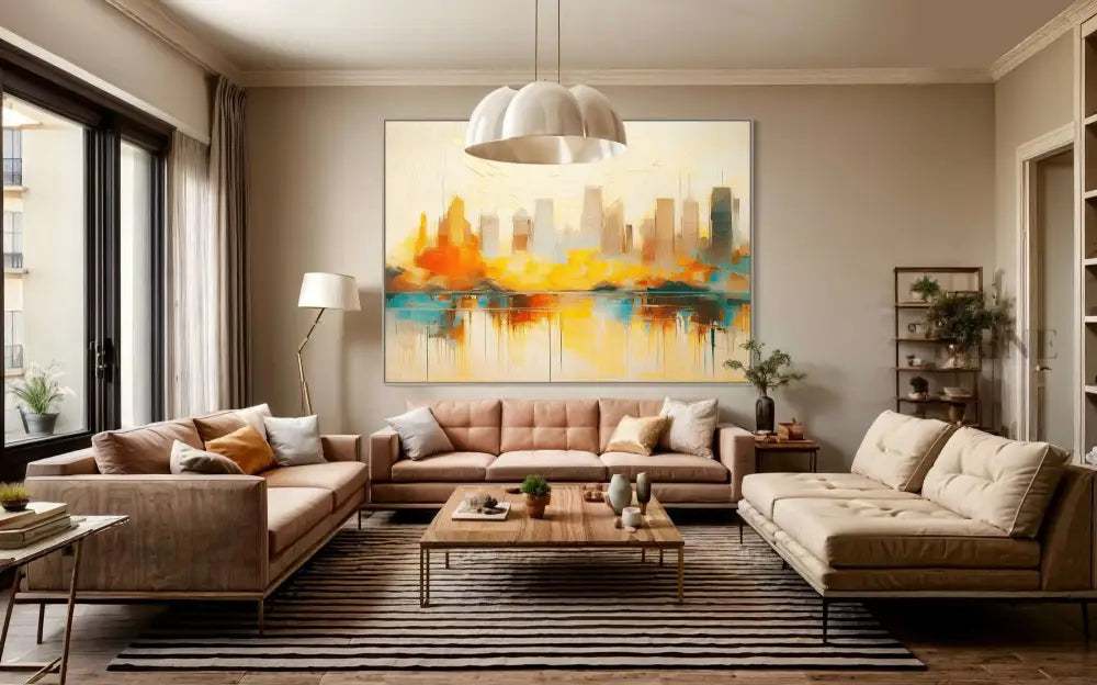 Buildings at Dusk 3 - Hand Painting Living Room Wall Art
