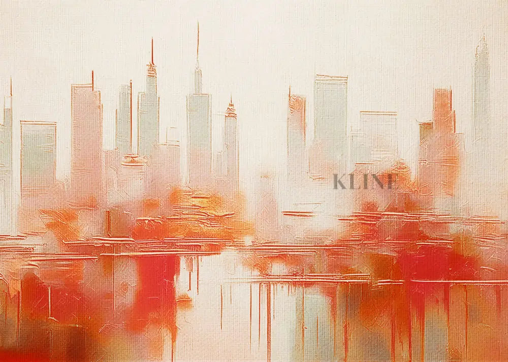 Buildings at Dusk 4 - Hand Painting