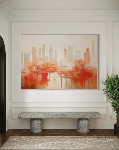 Buildings at Dusk 4 - Hand Painting