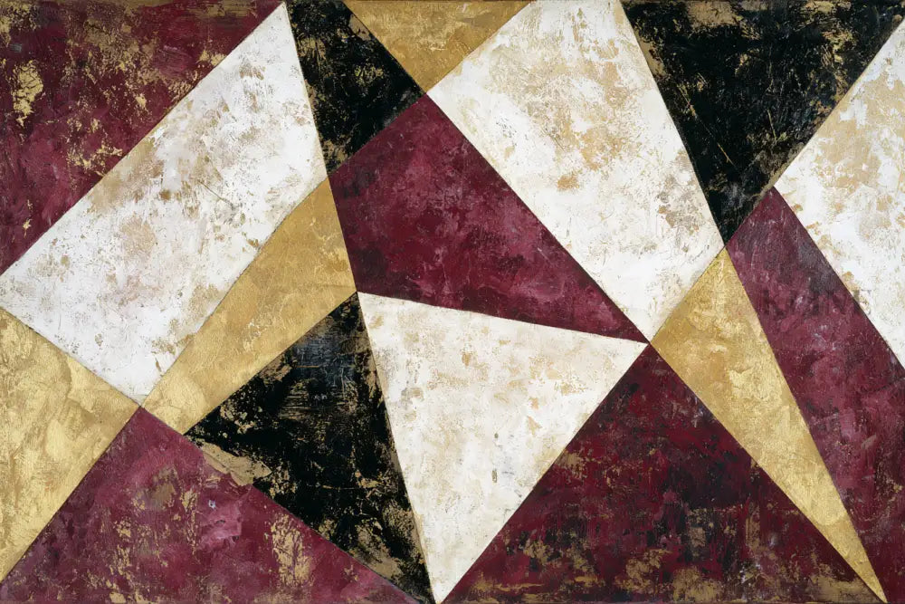 Burgundy Geometric Echo - Hand Painting