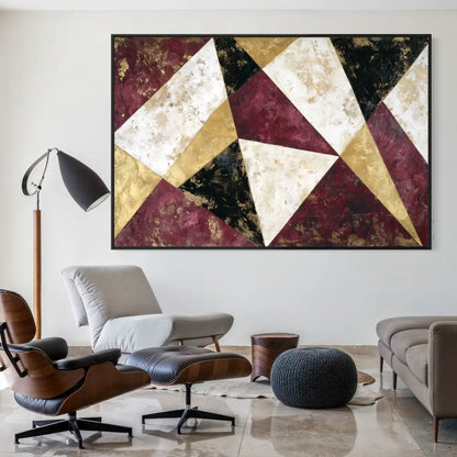 Burgundy Geometric Echo - Hand Painting