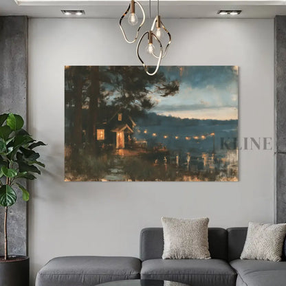 Cabin at Dusk - Hand Painting