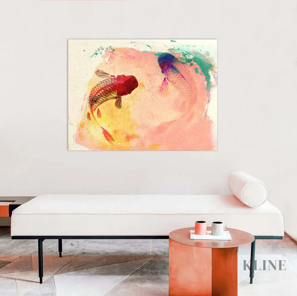 Canvas Koi - Hand Painting オレンジ色のウォールアート