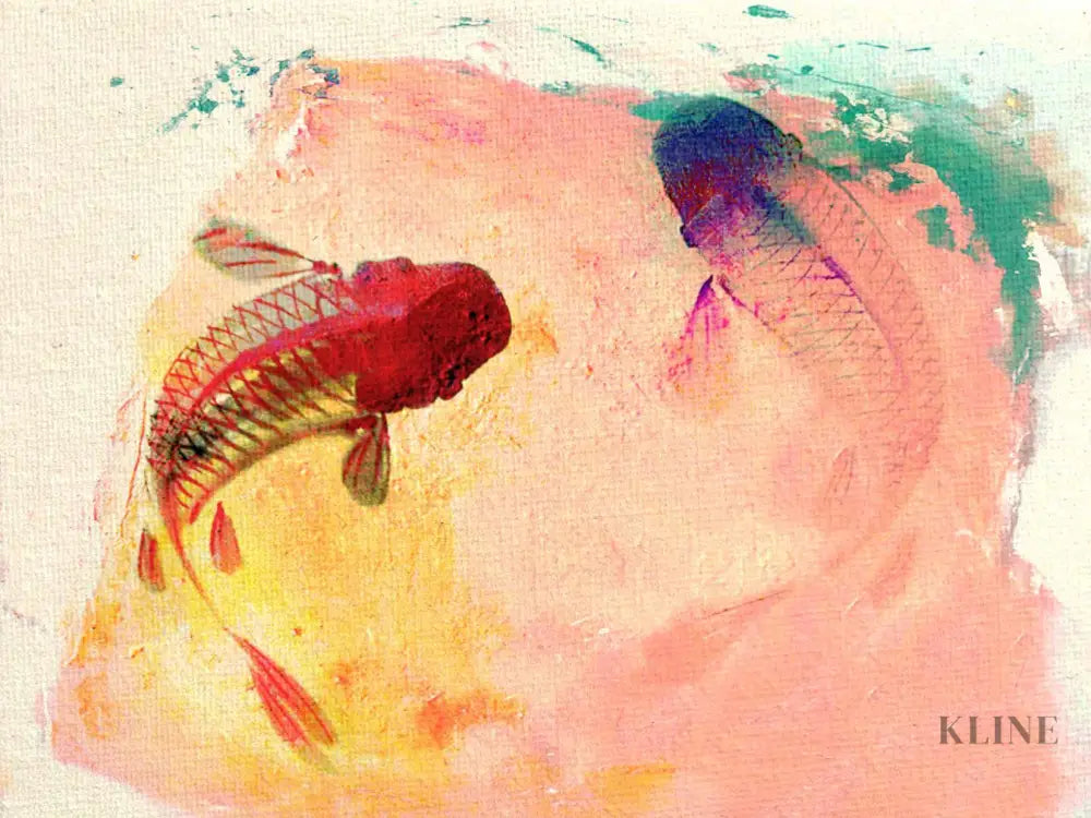 Canvas Koi - Hand Painting オレンジ色のウォールアート