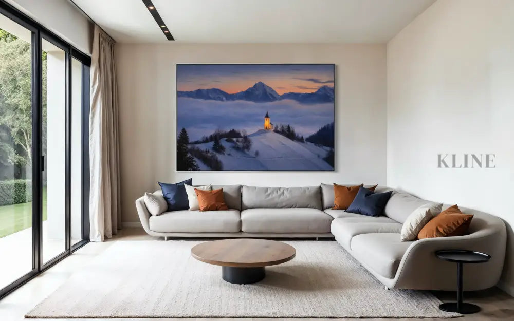 Chapel Above the Quiet Clouds - Hand Painting 冬のウォールアート