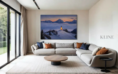 Chapel Above the Quiet Clouds - Hand Painting