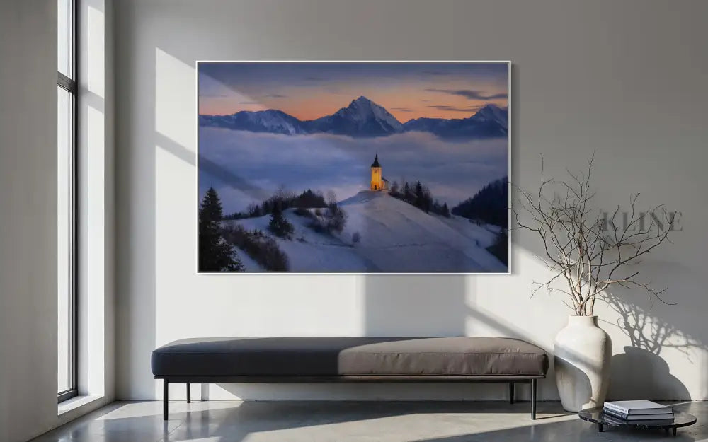 Chapel Above the Quiet Clouds - Hand Painting
