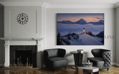 Chapel Above the Quiet Clouds - Hand Painting