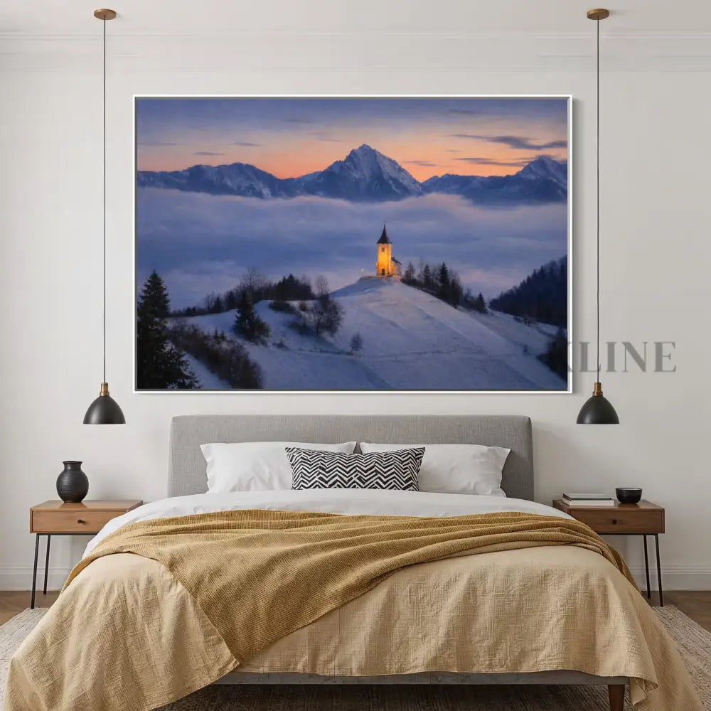 Chapel Above the Quiet Clouds - Hand Painting