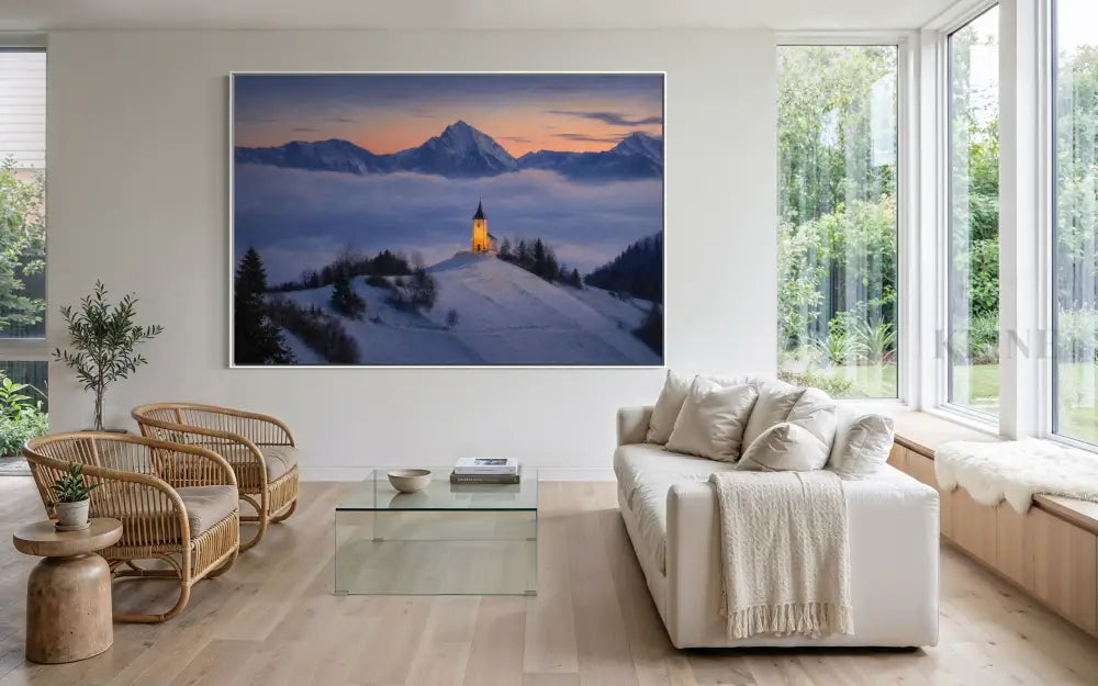 Chapel Above the Quiet Clouds - Hand Painting 