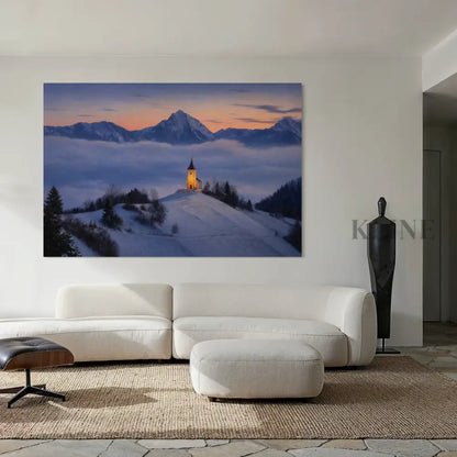 Chapel Above the Quiet Clouds - Hand Painting