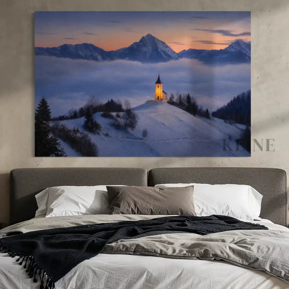 Chapel Above the Quiet Clouds - Hand Painting