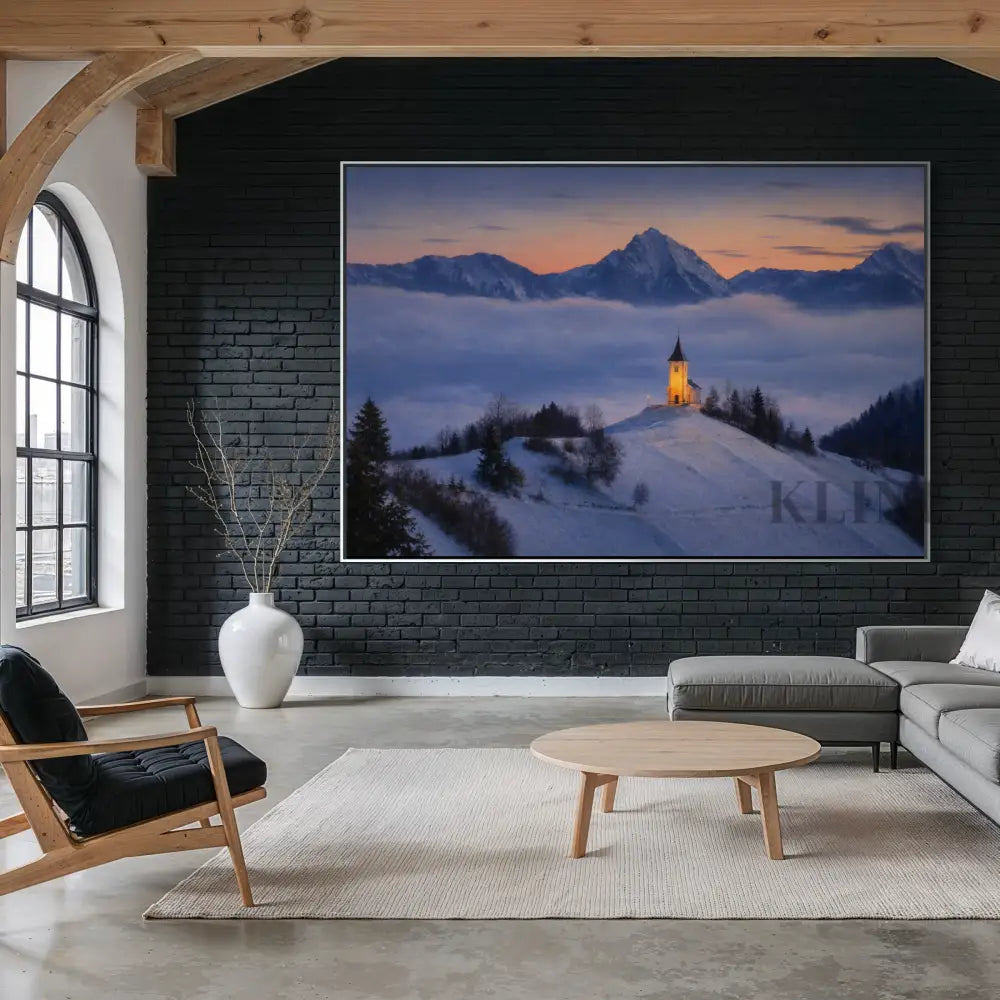 Chapel Above the Quiet Clouds - Hand Painting