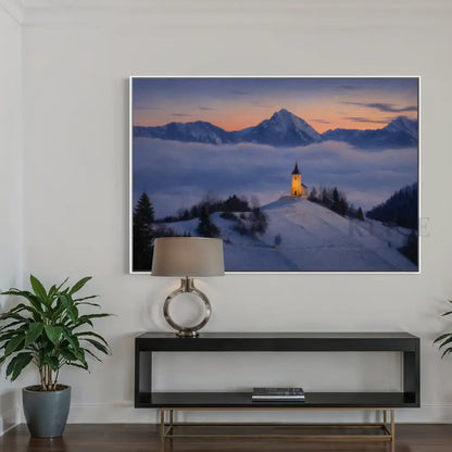 Chapel Above the Quiet Clouds - Hand Painting