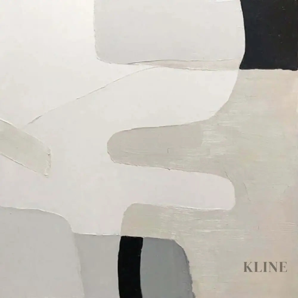 Cheers 2 Custom Size hand-painted abstract wall art by Kline Collective, showcasing soothing shades of white and gray.