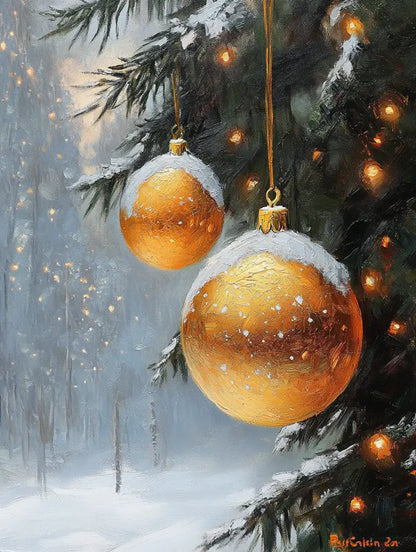 Christmas Glow in the Pines - Hand Painting