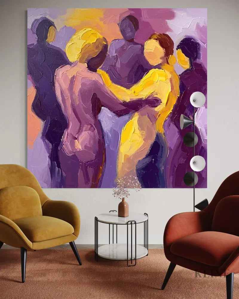 Chromatic Dance - Hand Painting Purple Wall Art