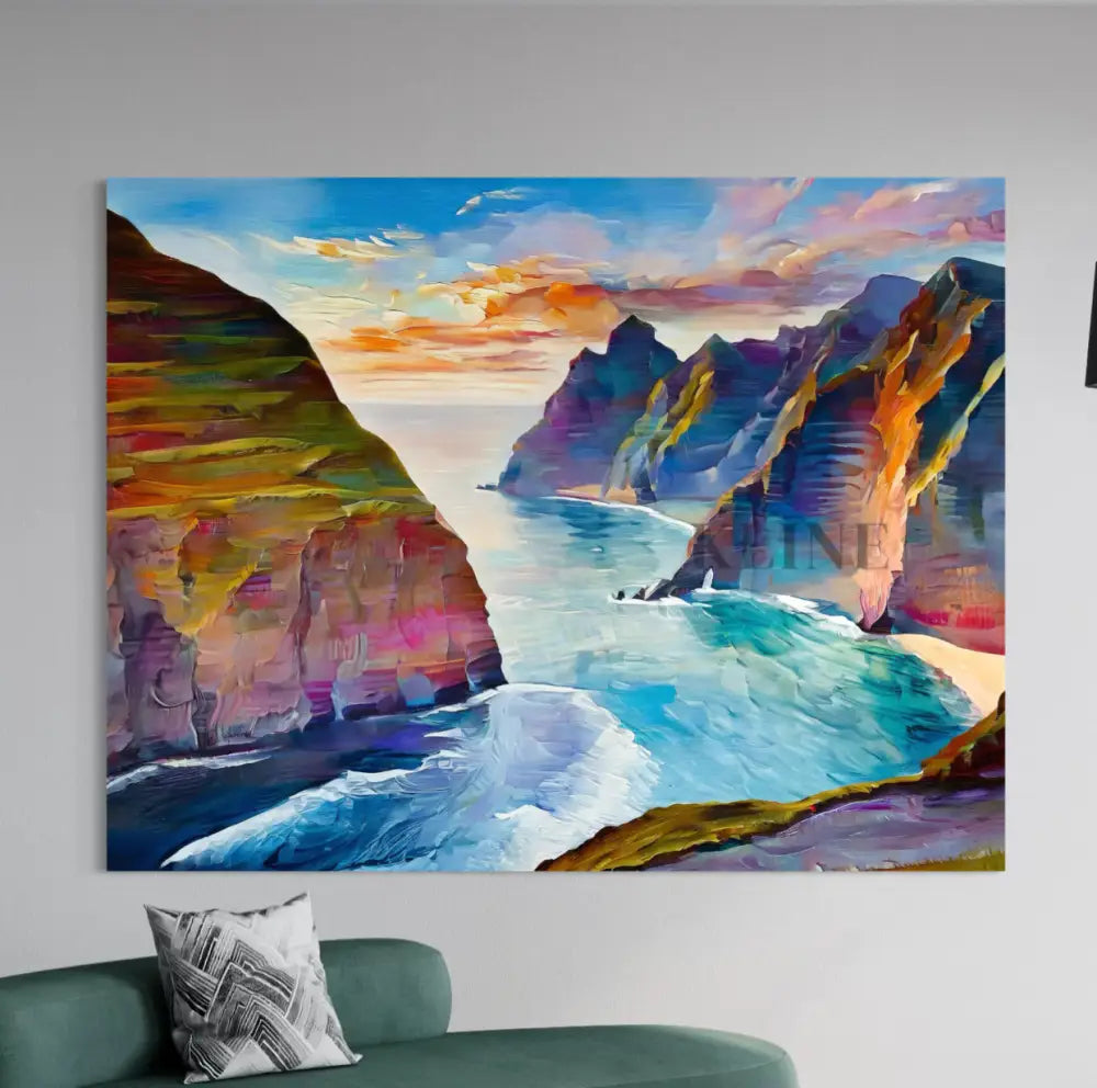 Cliffs of Endless Summer - Hand Painting Arte de la pared del comedor
