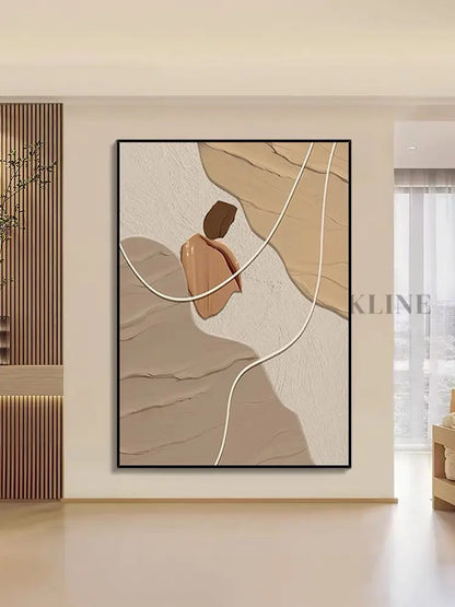Coffee Beige Textured Wall Art - Hand Painting
