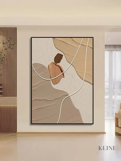 Coffee Beige Textured Wall Art - Hand Painting