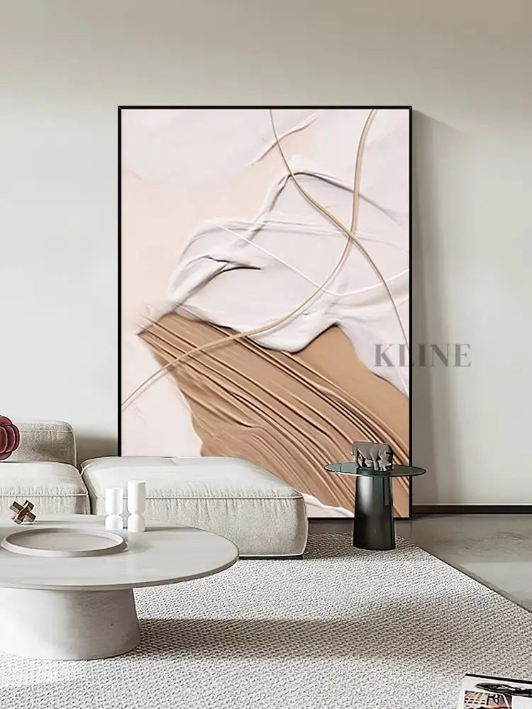 Coffee Color Textured Wall Art - Hand Painting Large Wall Art