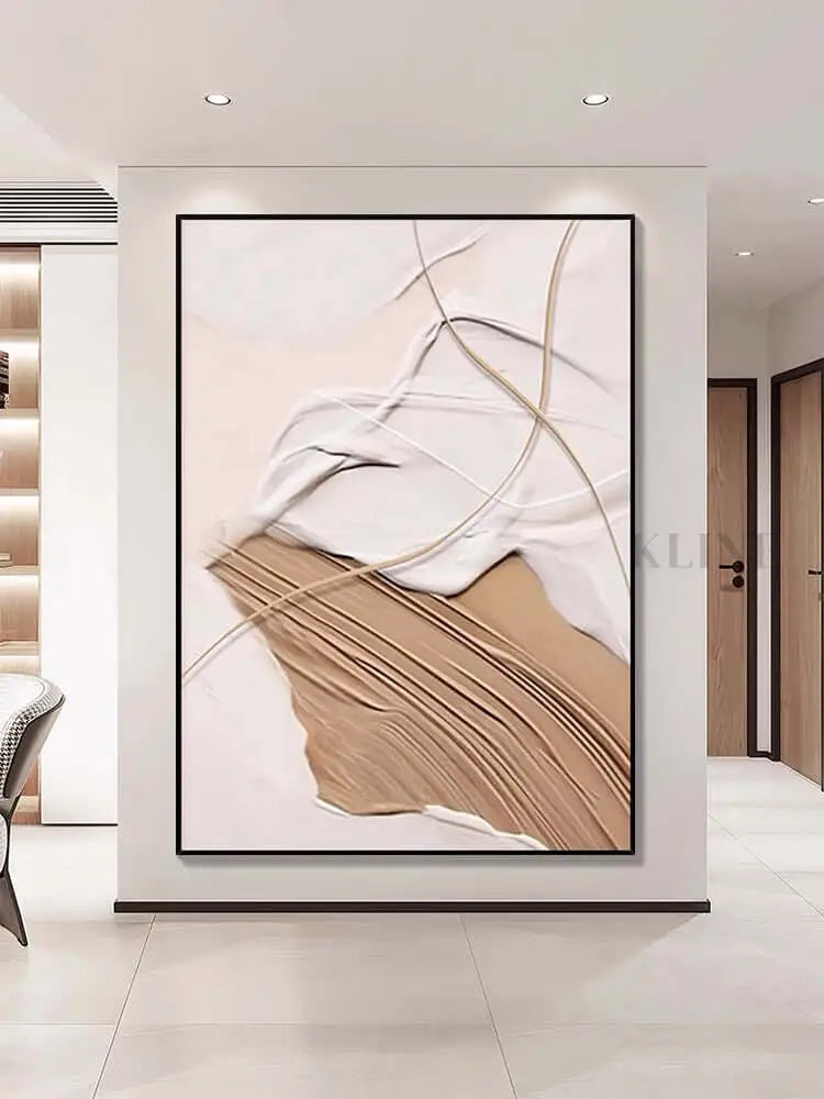 Coffee Color Textured Wall Art - Hand Painting 茶色の壁アート