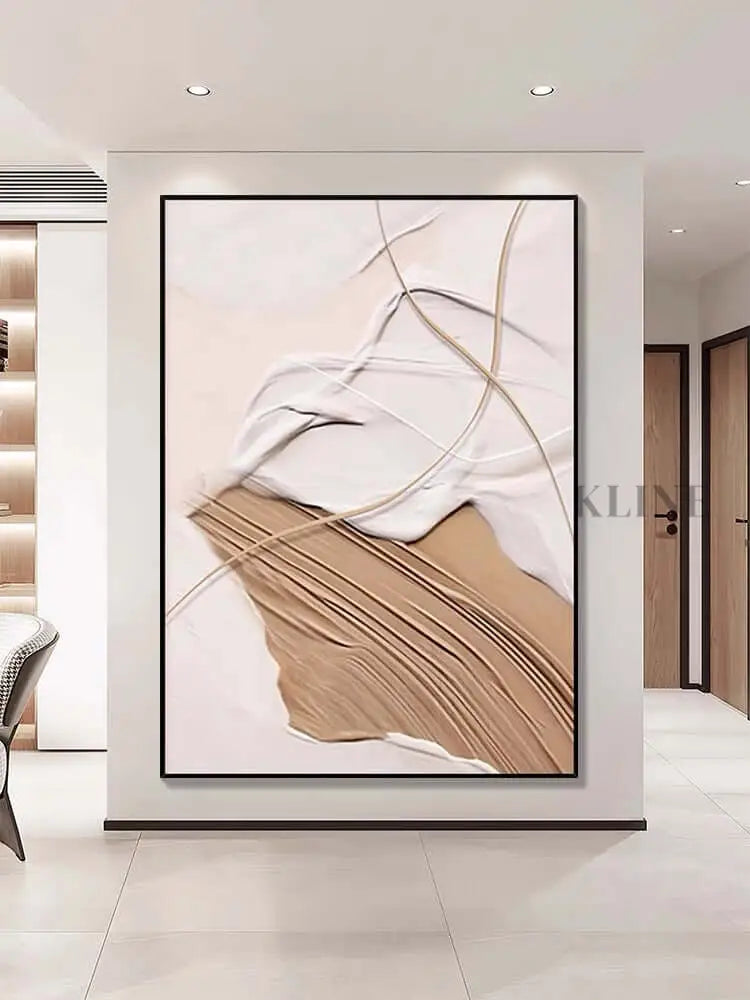 Coffee Color Textured Wall Art - Hand Painting 