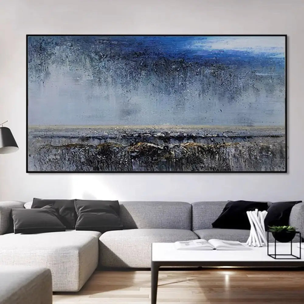 Cold Night Sky - Rolled Canvas / 50x100cm / 20x39’’ - Hand Painting لوحات المناظر البحرية