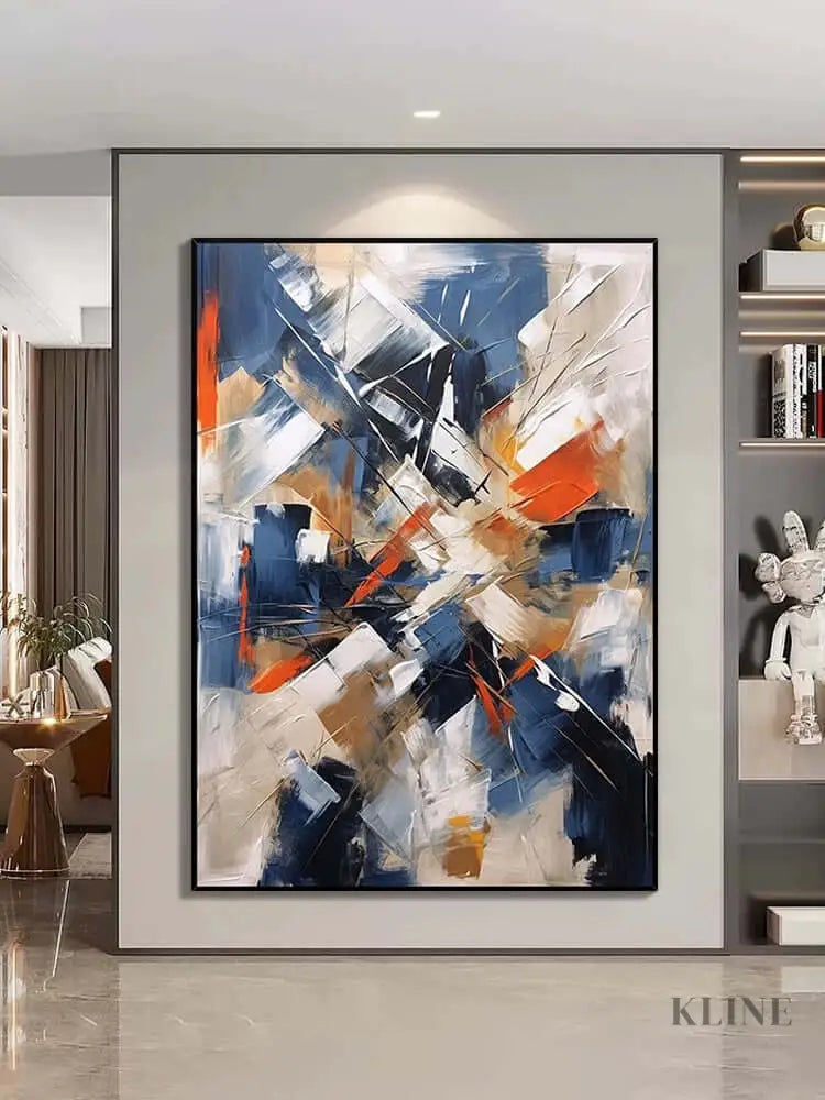 Colorful Blue and Orange Knife Wall Art - Hand Painting 