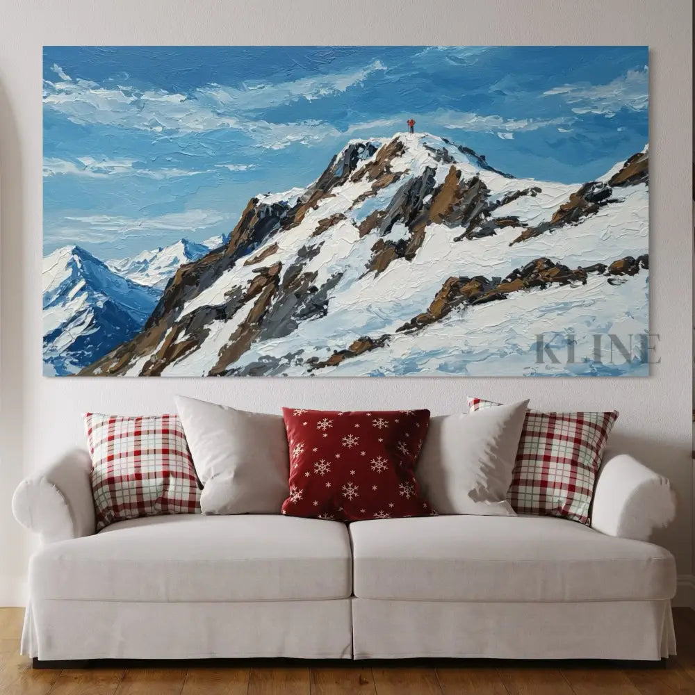 Conquering the Peak - Hand Painting Arte de pared de montañas