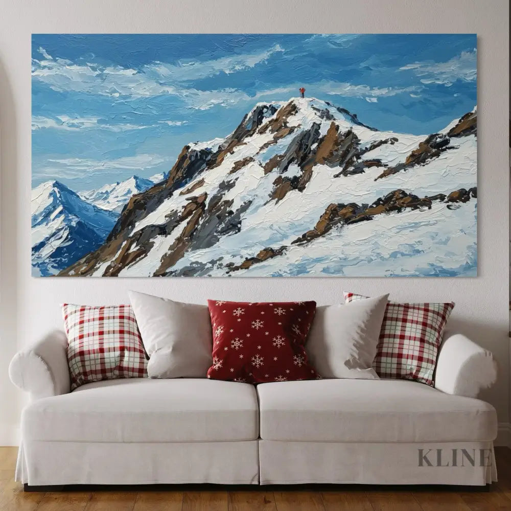 Conquering the Peak - Hand Painting Arte de pared de montañas