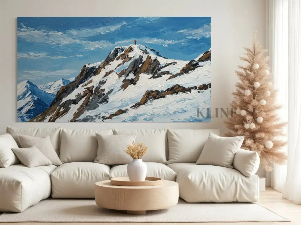 Conquering the Peak - Hand Painting Arte de la pared de la lona