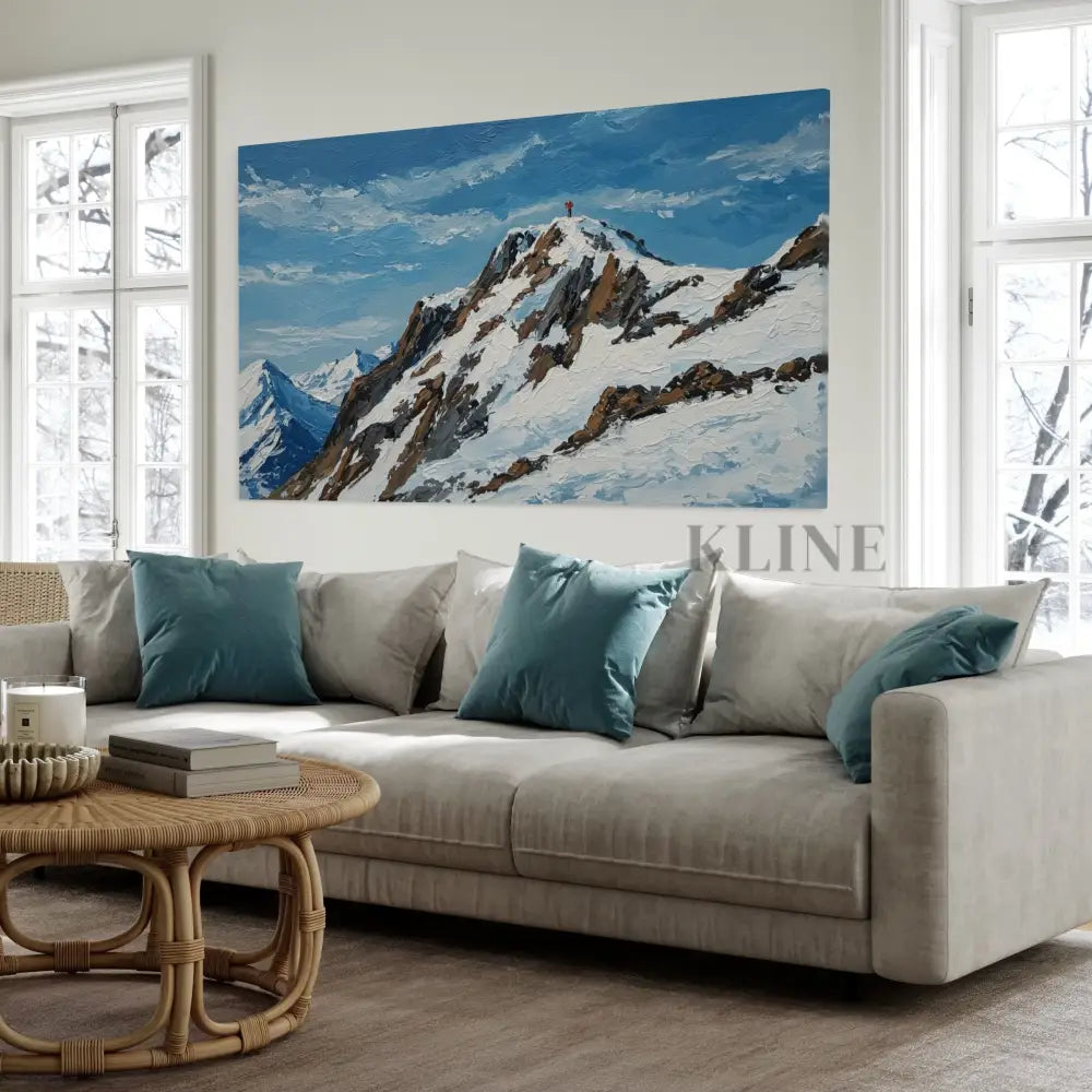 Conquering the Peak - Hand Painting Arte de la pared de la lona