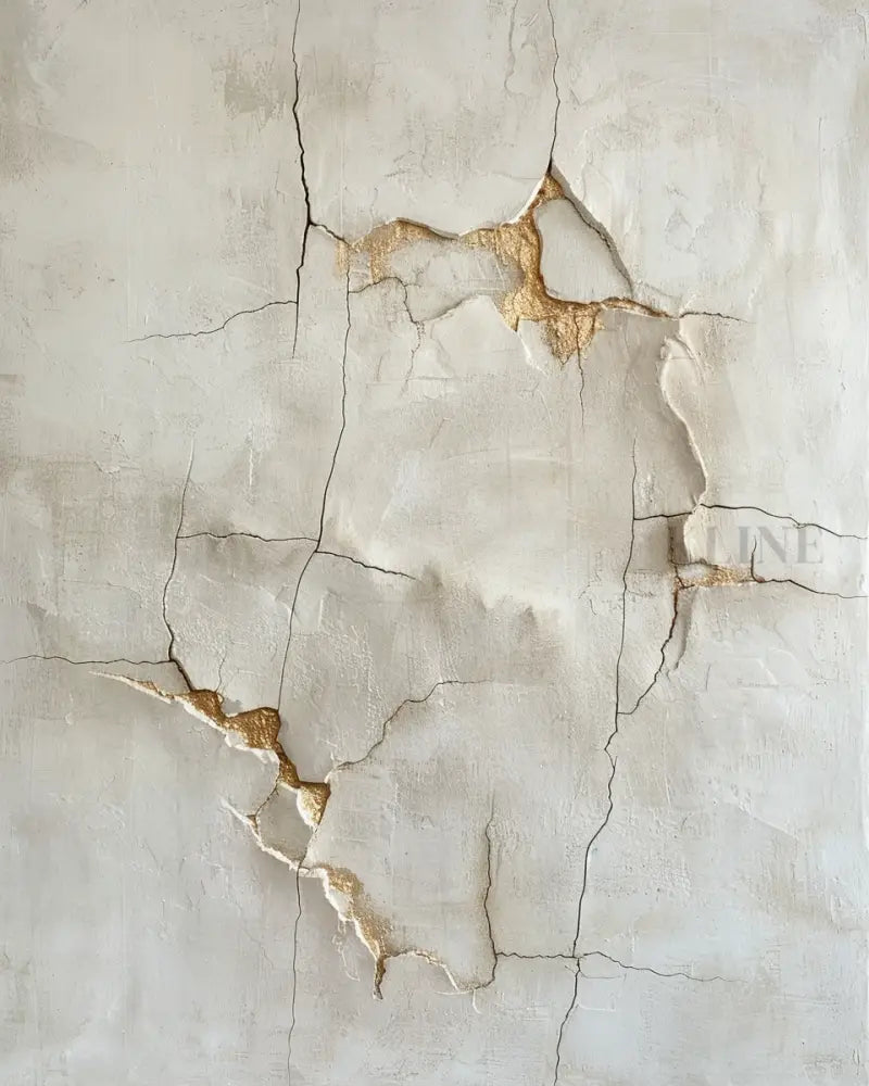 Cracked Earth in Gold - Hand Painting جدار الفن محكم