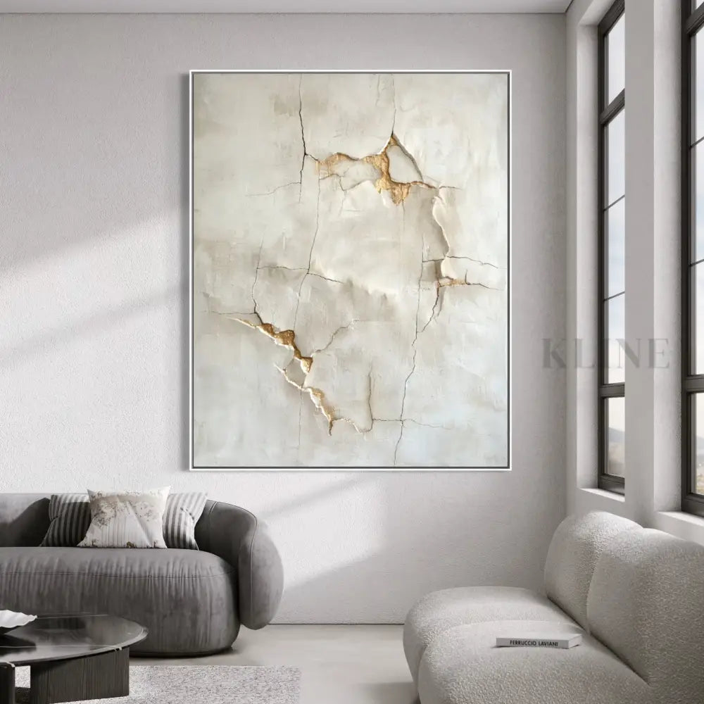 Cracked Earth in Gold - Hand Painting جدار الفن محكم