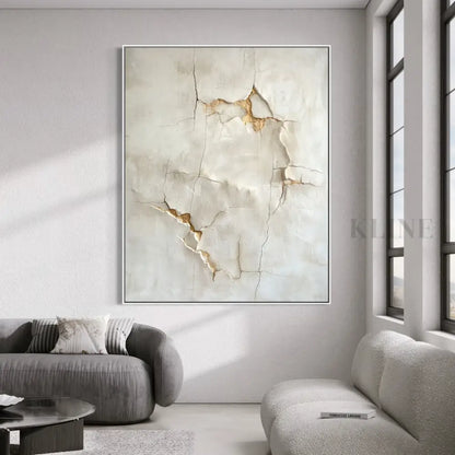 Cracked Earth in Gold - Hand Painting