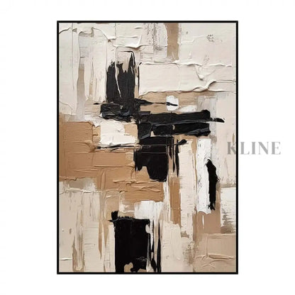 Cream Brown and Black Abstract - Hand Painting