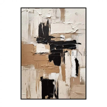 Cream Brown and Black Abstract - Hand Painting