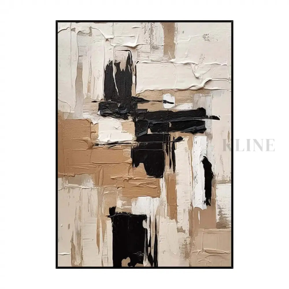 Cream Brown and Black Abstract - Hand Painting Arte della parete della sala da pranzo