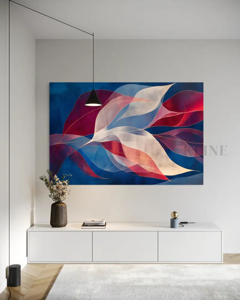 Crimson Leaf Symphony - Hand Painting Arte de la pared del salón