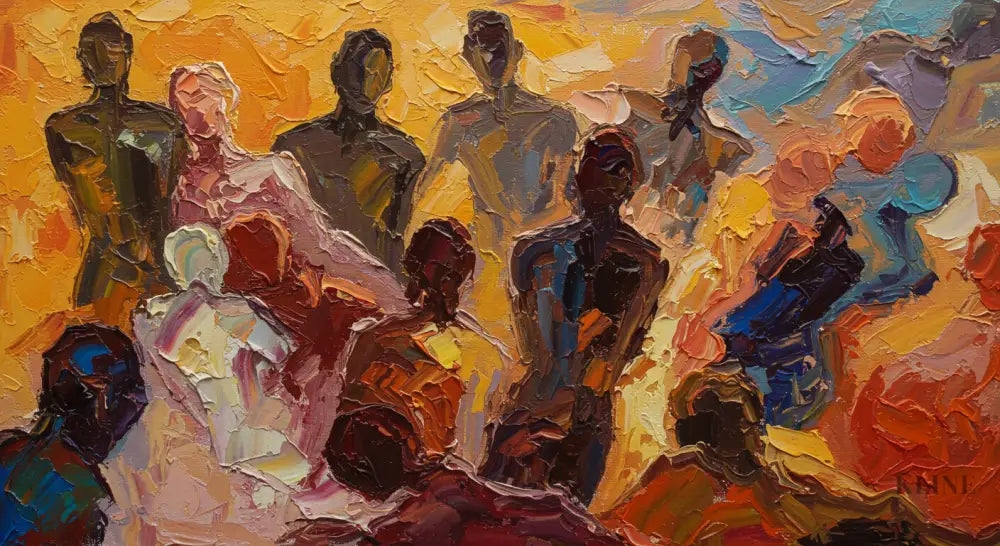 Crowd Dynamics - Hand Painting Horizontal Wall Art