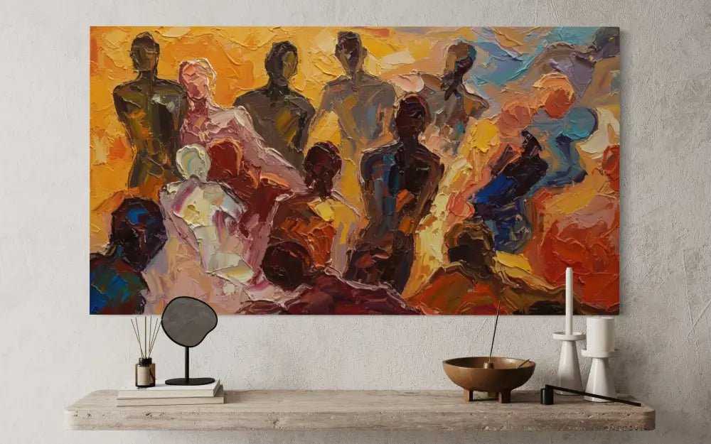 Crowd Dynamics - Hand Painting Große Wandkunst