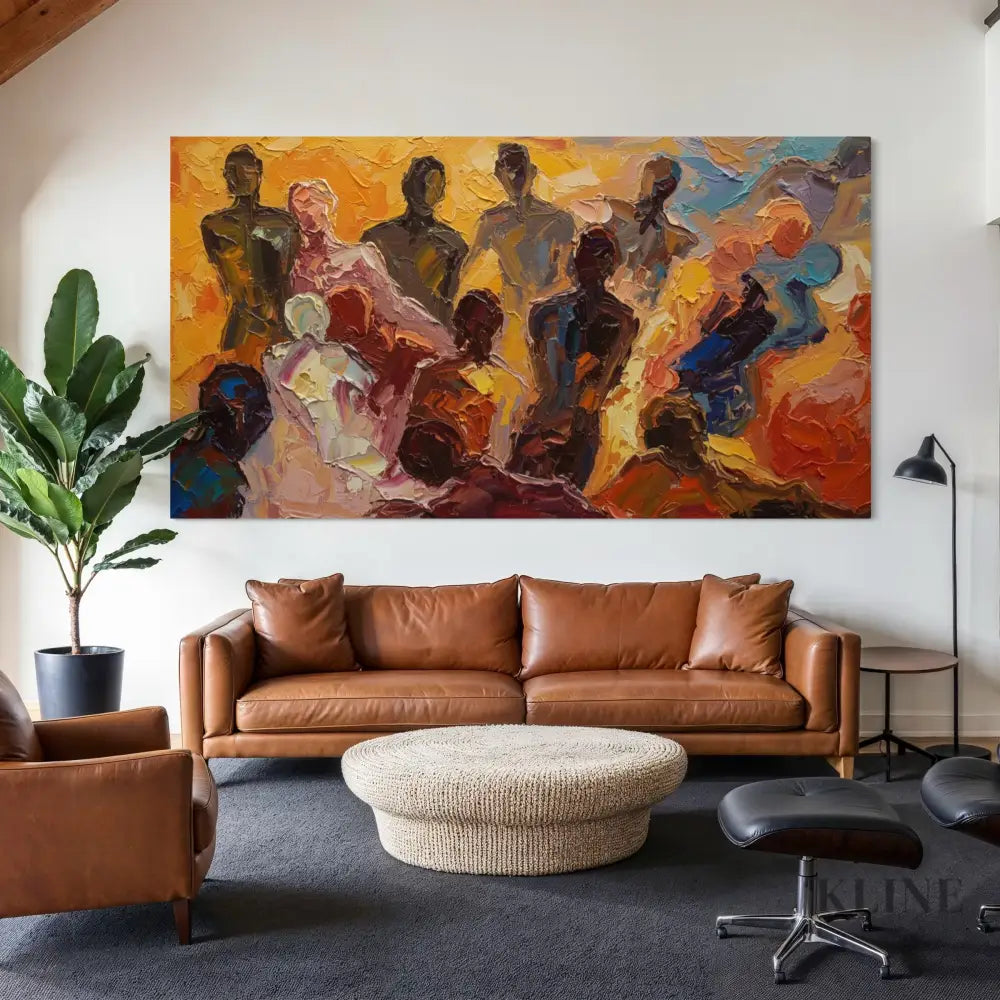 Crowd Dynamics - Hand Painting Horizontal Wall Art