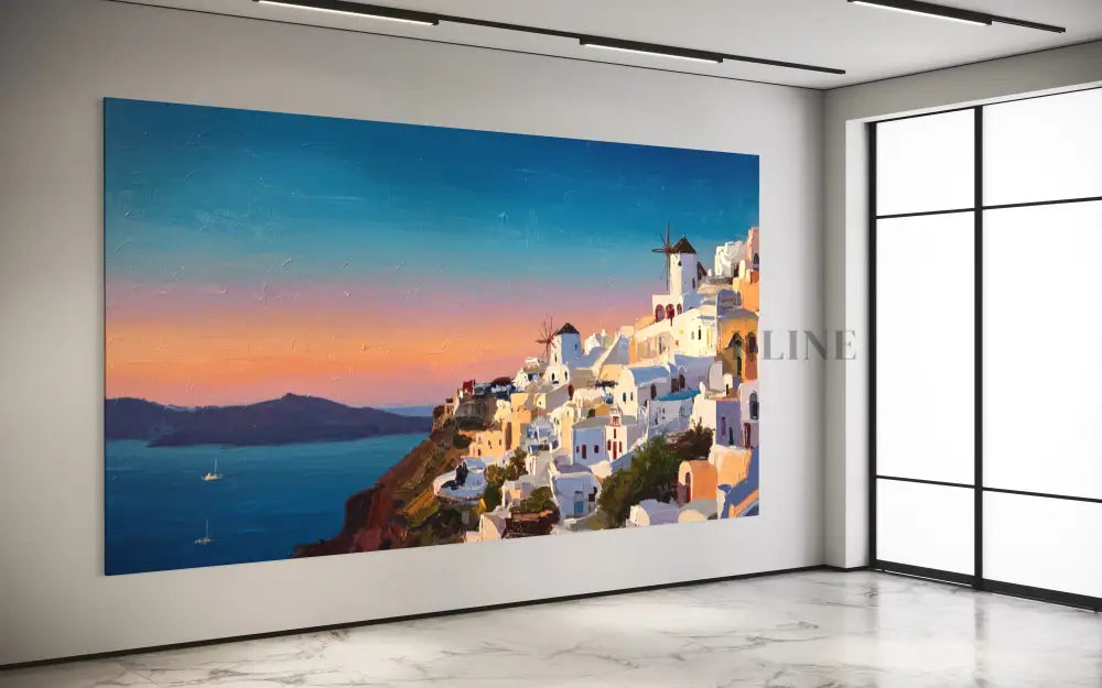 Crystalline Cliffs of Greece - Hand Painting
