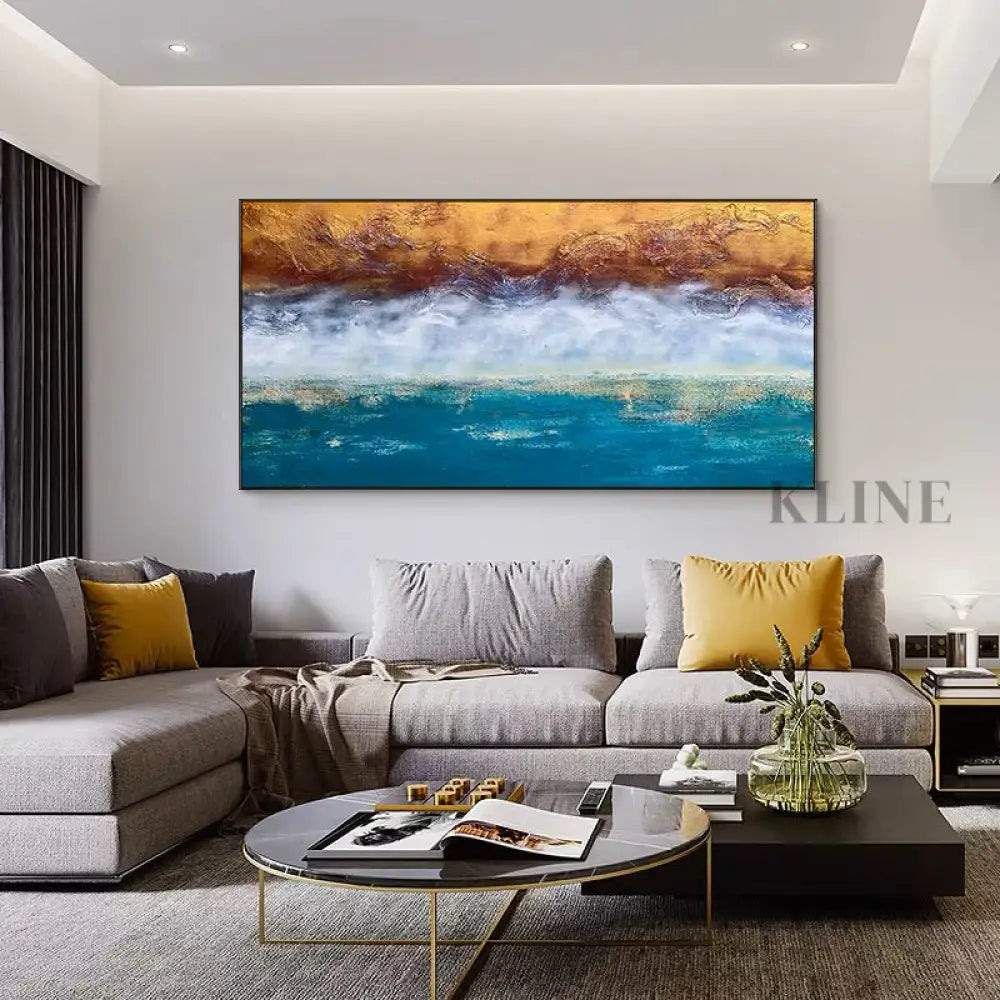 Dance of Waves - Hand Painting لوحات المناظر البحرية