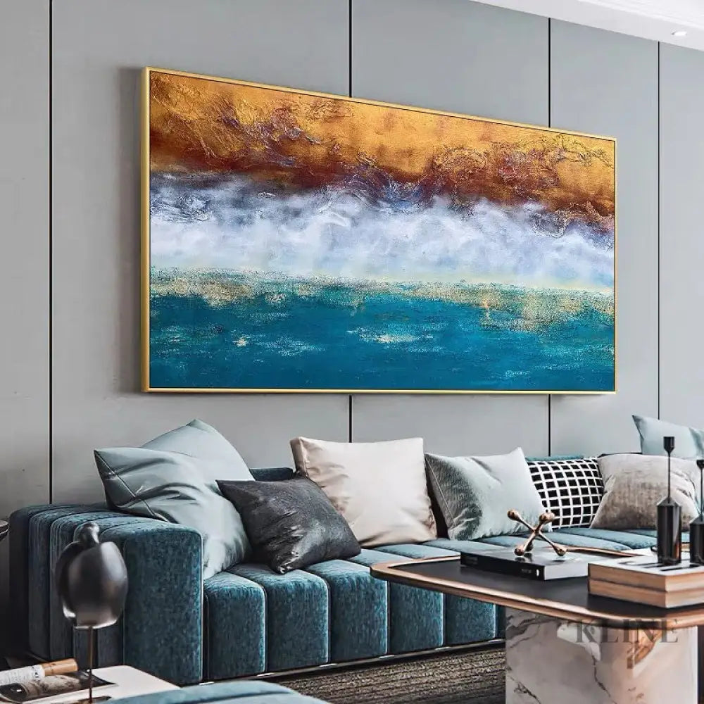 Dance of Waves - Hand Painting Sonnenaufgangsgemälde