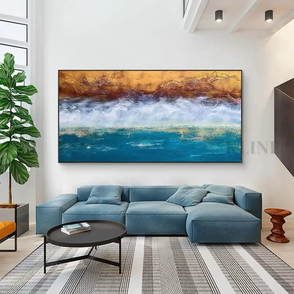 Dance of Waves - Rolled Canvas / 50x100cm / 20x39’’ - Hand Painting 