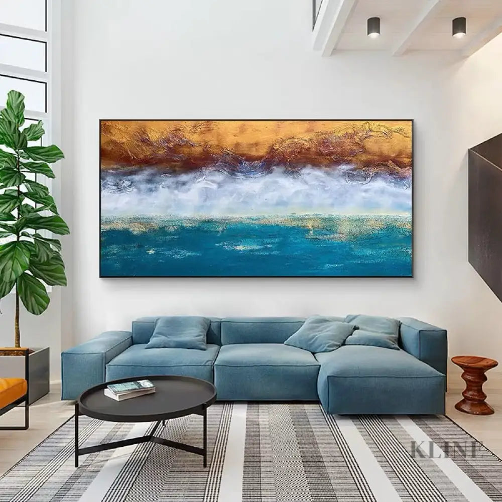 Dance of Waves - Rolled Canvas / 50x100cm / 20x39’’ - Hand Painting Sonnenaufgangsgemälde