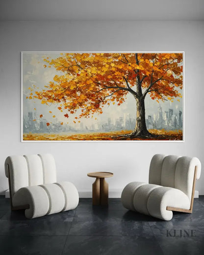 Dancing Leaves on Concrete - Hand Painting