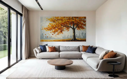 Dancing Leaves on Concrete - Hand Painting